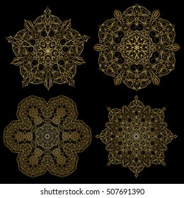 Hand-drawn christmas lace frame, mandala. Retro pattern can be used for wallpaper, pattern fills, web page background,surface textures - stock vector.