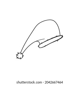 Hand-drawn Christmas Santa's hat . Decorative holiday attributes. Doodle style. Vector illustration on an isolated white background. The concept of the new year.