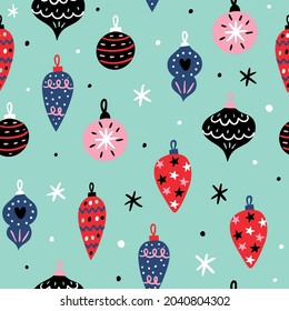 Hand-drawn Christmas seamless pattern. Christmas background