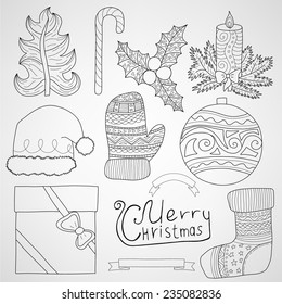 hand-drawn christmas set