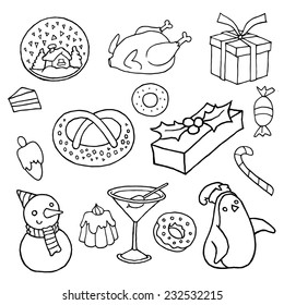 Hand-Drawn Christmas Sketchy Notebook Doodles - hand drawing vector icons