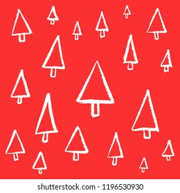 Handdrawn Christmas Tree Pattern. Great for greeting cards, wraps and posters.