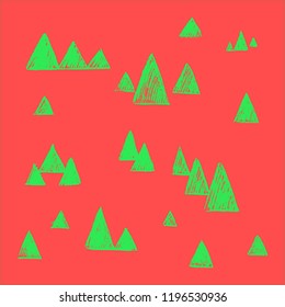 Handdrawn Christmas Tree Pattern. Great for greeting cards, wraps and posters.