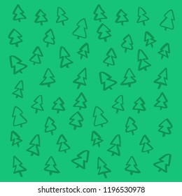 Handdrawn Christmas Tree Pattern. Great for greeting cards, wraps and posters.