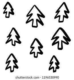 Handdrawn Christmas Tree Pattern. Great for greeting cards, wraps and posters.
