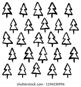 Handdrawn Christmas Tree Pattern. Great for greeting cards, wraps and posters.
