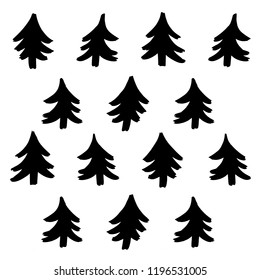 Handdrawn Christmas Tree Pattern. Great for greeting cards, wraps and posters.