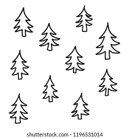 Handdrawn Christmas Tree Pattern. Great for greeting cards, wraps and posters.