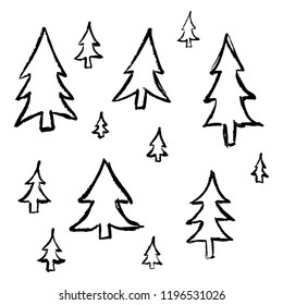 Handdrawn Christmas Tree Pattern. Great for greeting cards, wraps and posters.