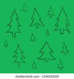 Handdrawn Christmas Tree Pattern. Great for greeting cards, wraps and posters.