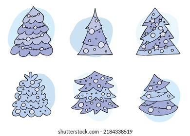 Handdrawn Christmas Tree Vector Illustration Doodle Stock Vector