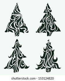 hand-drawn Christmas trees