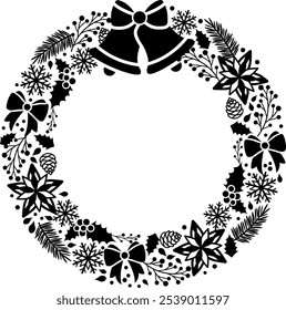 Hand-Drawn Christmas Wreath. Vector illustration