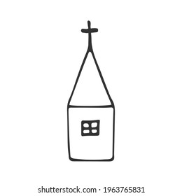 Hand-drawn  churche isolated on white background. Religion and Christianity. Christian symbols. Vector illustration