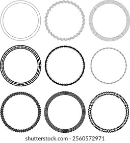 Hand-drawn Circle in Black and White set