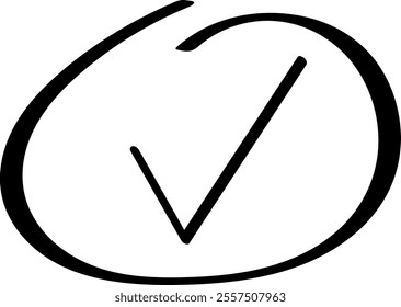 Hand-Drawn Circle with Checkmark Inside