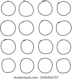 hand-drawn circle line sketch marker circle vector, vector brush stroke circle on a white background