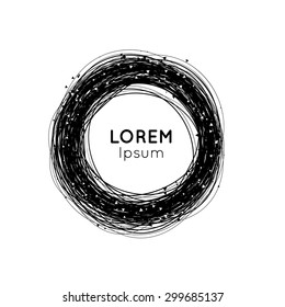 Hand-drawn circle lots of small triangles. Elements for design. Vector illustration.