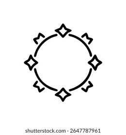 Handdrawn circle with star shapes decorative elements on a background ring outline