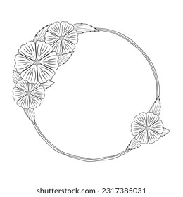 
hand-drawn Circle Wreath floral frame, Round floral wreaths, doodle style wreath with flowers, doodle flower round frame vector art, Circle daisy floral wreath, design elements  weddings, poster 
