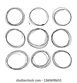 hand-drawn circles. black and white vector illustration