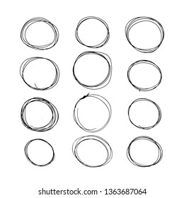 hand-drawn circles. black and white vector illustration