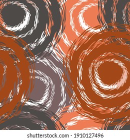 Hand-drawn circles large seamless pattern. With uneven dashed edges. Unusual drawing