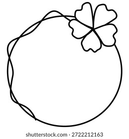 A hand-drawn circular frame decorated with a simple flower and flowing lines, creating a soft, artistic, and romantic decorative border.