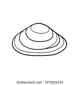 Hand-drawn clamshell of engraved line. Design element for invitations, greeting cards, posters, banners, flyers and more. Vector illustration isolated on white background.