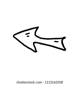 Handdrawn click arrow doodle icon. Hand drawn black sketch. Sign cartoon symbol. Decoration element. White background. Isolated. Flat design. Vector illustration.