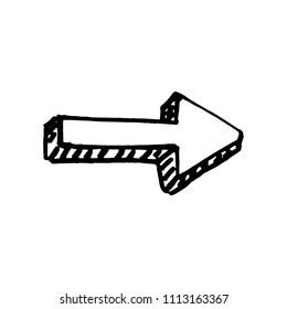 Handdrawn click arrow doodle icon. Hand drawn black sketch. Sign cartoon symbol. Decoration element. White background. Isolated. Flat design. Vector illustration.