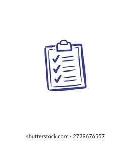 Uma área de transferência desenhada à mão com uma lista de verificação e três itens concluídos.