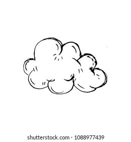 Handdrawn cloud doodle icon. Hand drawn black sketch. Sign symbol. Decoration element. White background. Isolated. Flat design. Vector illustration.