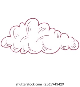 Hand-Drawn Cloud Doodle on the White Background.