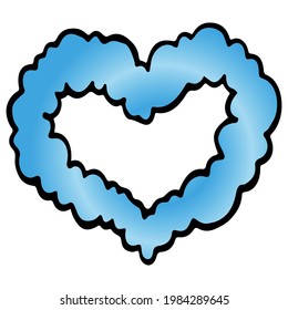 hand-drawn cloud heart  in a vector with a line