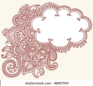 Hand-Drawn Cloud Shaped Henna (mehndi) Paisley Doodle Vector Illustration Design Element