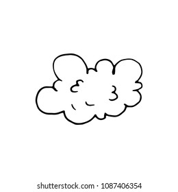 Handdrawn a cloud of smoke doodle icon. Hand drawn black sketch. Sign symbol. Decoration element. White background. Isolated. Flat design. Vector cartoon illustration.