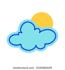 Hand-drawn cloud with sun illustration. Creative sticker symbolizing weather, optimism, and balance. Vector illustration for nature, sunny days, and positive vibes.