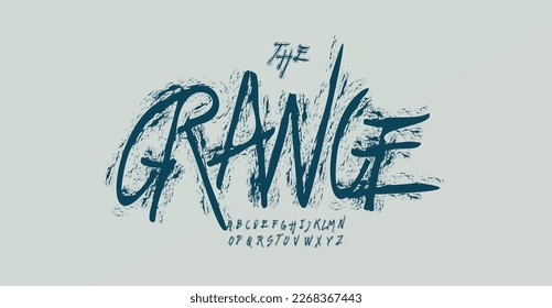 Tipografía rayada a mano de carbón o tiza estilo alfabeto grunge raspado para el logo de los jóvenes camisas adolescentes, titular de tablero, tipografía de afiche de música punk rock, gran tipo gráfico. Diseño tipográfico vectorial