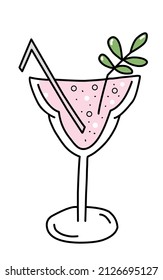 Hand-drawn cocktail illustration in color. Vector illustration