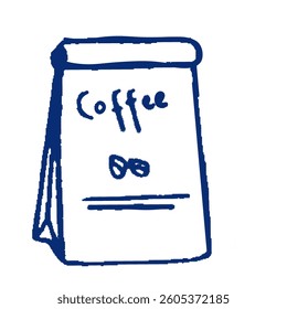 Hand-Drawn Coffee Bag Illustration
Description: A simple hand-drawn sketch of a coffee bag with a folded top.