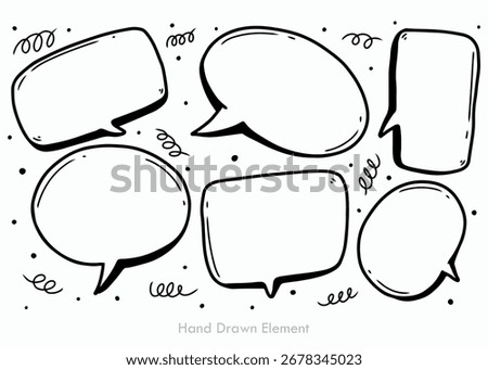 Hand-drawn collection of empty speech bubbles with decorative elements, ready for text.