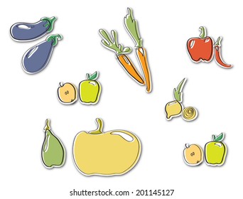 Hand-drawn collection of icons vegetables