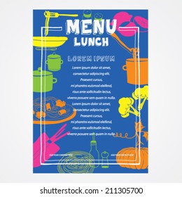 Hand-drawn color chalkboard menu for lunch