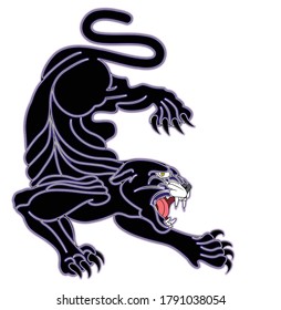 A hand-drawn color illustration of black panther.