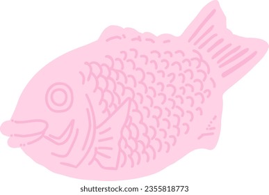 Hand-drawn color illustration of pink TAIYAKI.