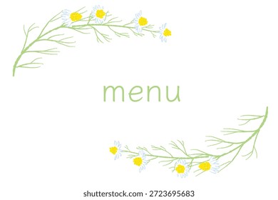 Ilustrações coloridas de camomila desenhadas à mão (molduras, coroas, padrões, etc.)