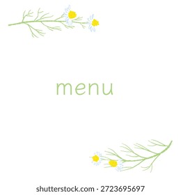 Ilustrações coloridas de camomila desenhadas à mão (molduras, coroas, padrões, etc.)