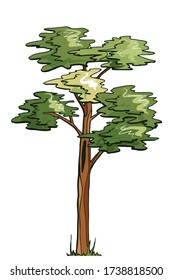 Hand-drawn color tree. Vector illustration