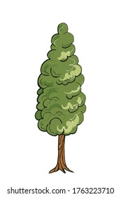 Hand-drawn color tree. Vector illustration